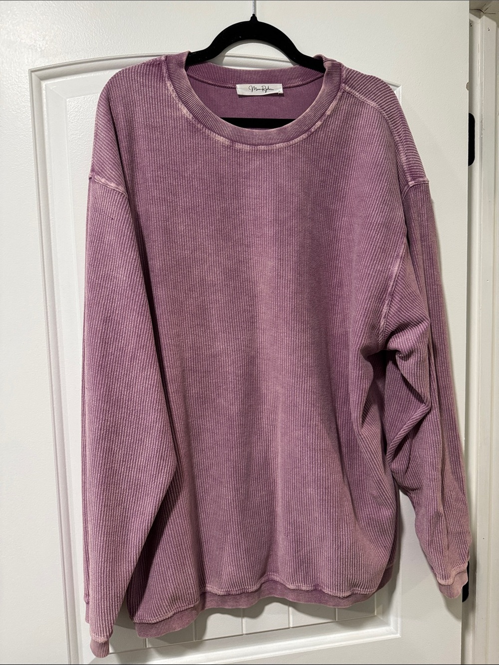 Womens Ribbed Crewneck Sweatshirt in Dusty Lavender -